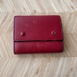 CELINE Small Trifold Leather Wallet‎ Red